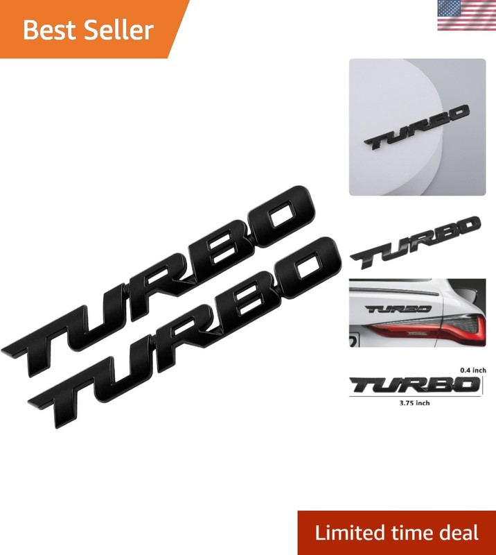 Brand New 3D Metal Turbo Emblem Car Badge Sticker Black