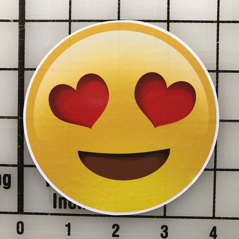 Heart Eyes Emoji 4″ Wide Multi-Color VInyl Decal Sticker – BOGO