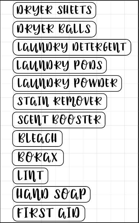 5″ x 8″ Sticker Sheet Laundry Organization Labels Orajet Vinyl Black Font