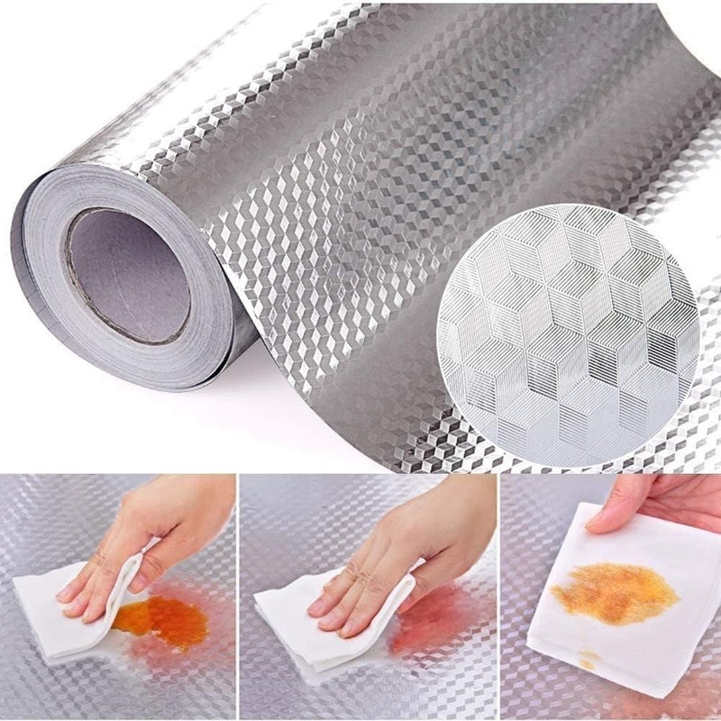 Silver Space-Themed Self-Adhesive Kitchen Backsplash & Drawer Liner, 15.7x196.9" gallery