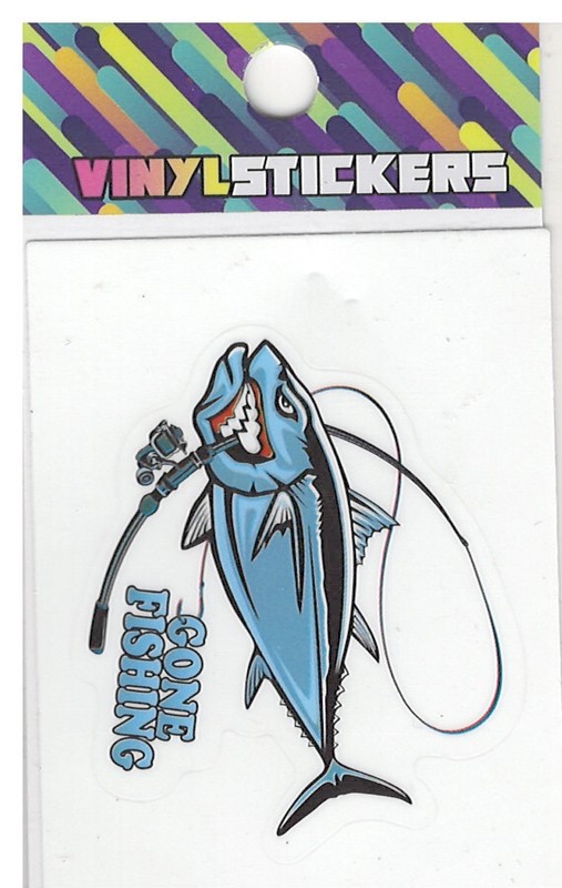 Angry Fish Gone Fishing! High Quality Vinyl Sticker UV/Weather Resistant