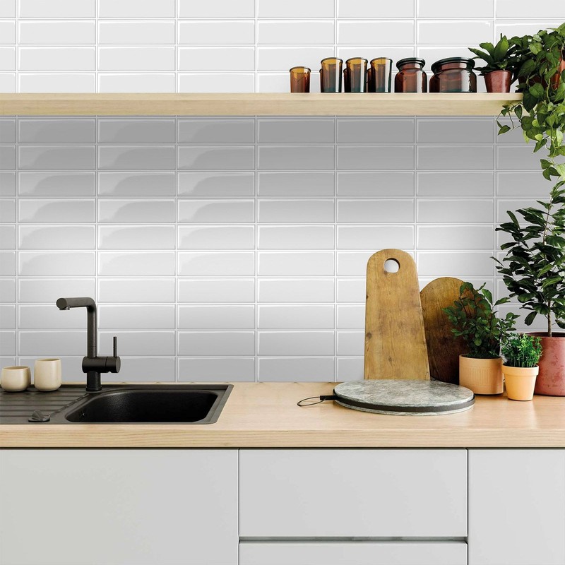 10 Pack 3D Wall Tiles Self Adhesive 10x10" White Peel and Stick Backsplash DIY gallery
