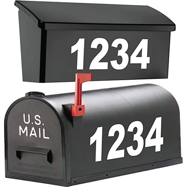 SET OF 2 Custom Mailbox Numbers Vinyl Decals / Stickers -Pick Size, Font & Color