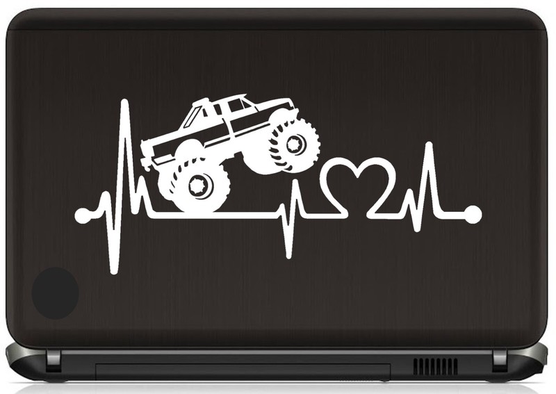 Monster Truck Heartbeat Decal Lifeline Window Sticker 4X4 8 Lug BGK1106 gallery