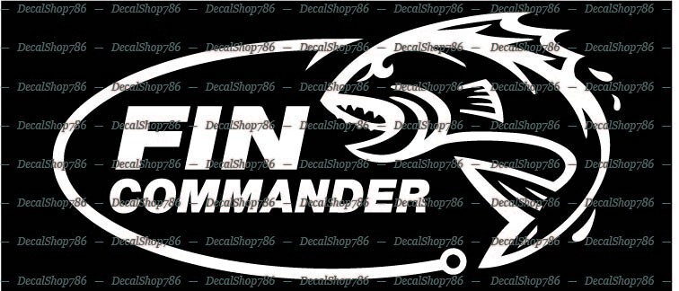 FIN COMMANDER – Outdoor Apparel & Gear – Car Vinyl Die-Cut Peel N’ Stick Decals