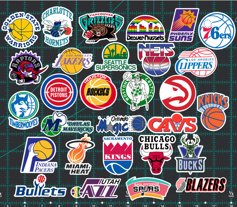 29 Retro 80’s/90’s NBA Logo Sticker Pack – Clear, Holographic, or White – Lakers