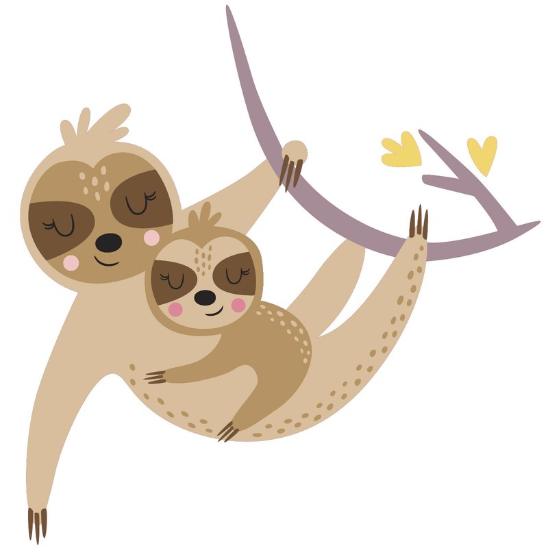Adhesive Home Art Sloth Family Decor Design Kids Bedroom Animal Vinyl Wall Decal