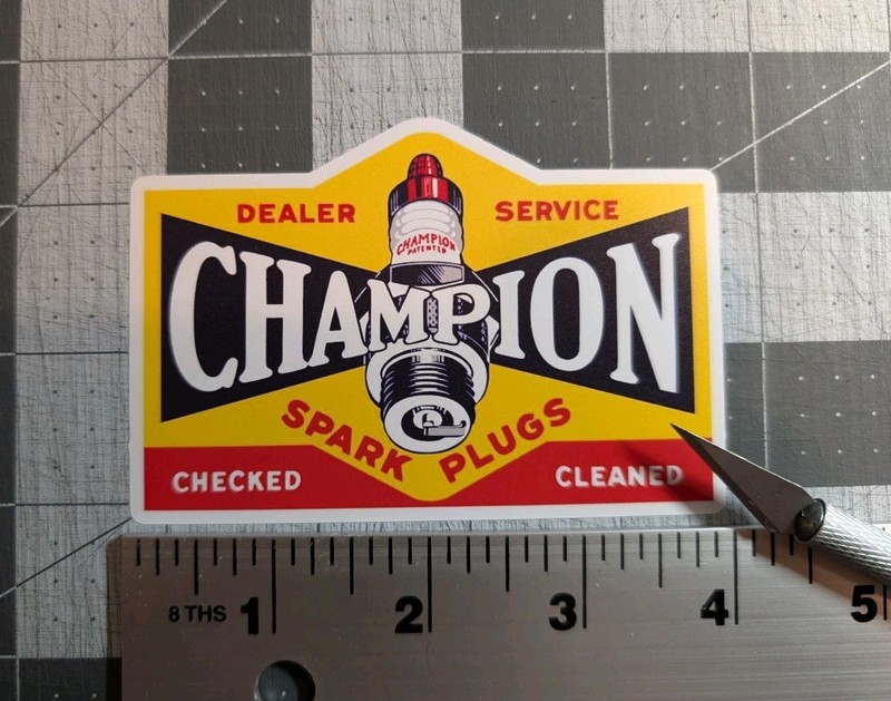 Vintage Champion Sparkplug Vinyl Sticker Decal -Classic -Racing -Garage-Gas Oil gallery