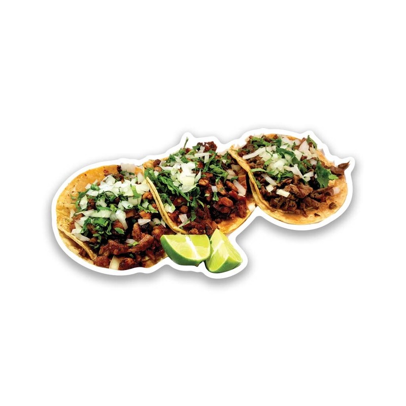 Mexican Carne Asada Tacos Vinyl Sticker 4″ Wide – Includes Two Stickers