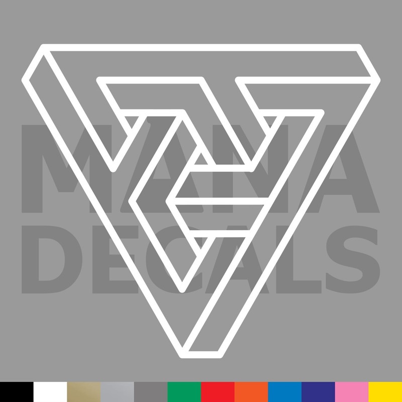 Penrose Triangle Vinyl Die Cut Decal Sticker - Impossible Sacred Geometry Shape