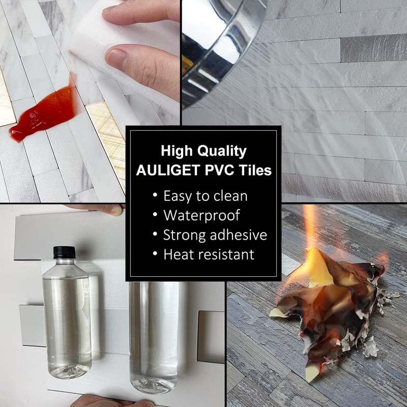 20 Sheets Faux Stone 11.7"x5.9"x0.12", Marble White + Metal Silver gallery