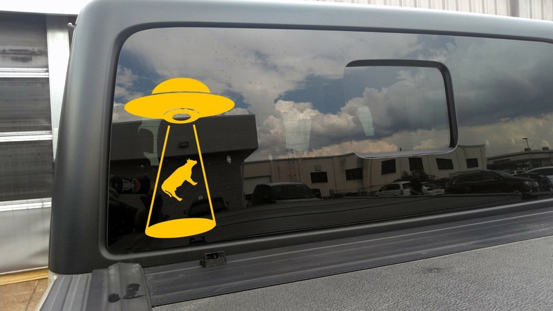 UFO Cow Abduction Vinyl Decal - Unidentified Flying Object Aliens Bovine Die Cut gallery