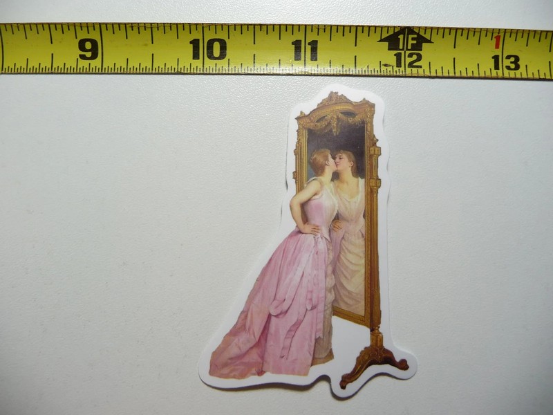 WOMAN IN THE MIRROR SMALL STICKER DECAL PAINTING ARTWORK MUSEUM ART