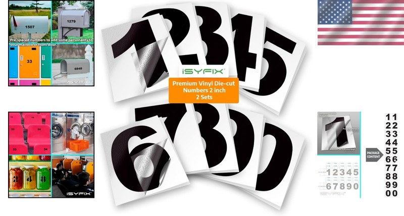 Complete Set of Self-Adhesive 2-Inch Vinyl Number Stickers - Indoor and Outdoor gallery