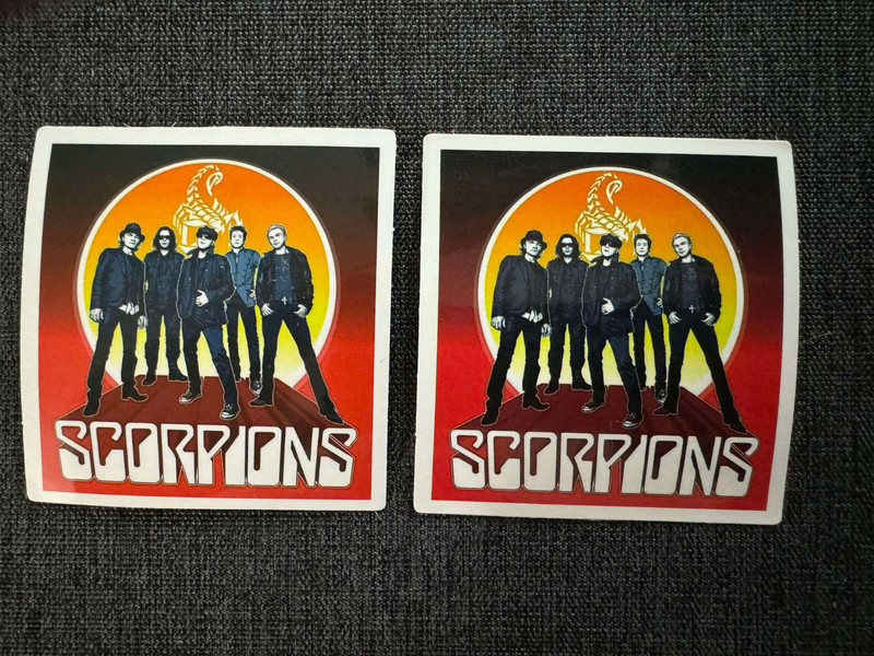Lot (2) SCORPIONS 2 3/8″ x 2 1/2″ Band Logo STICKERS FAST! FREE SHIP! Black