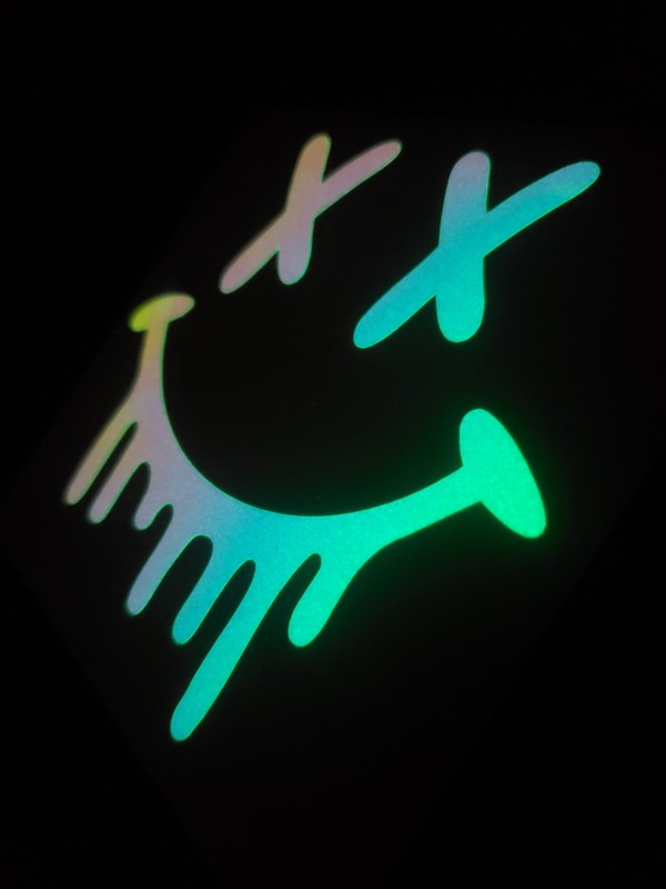 Glow In The Dark Smiley Face Drip Vinyl Decal Medium Size Sticker Bright Opal gallery