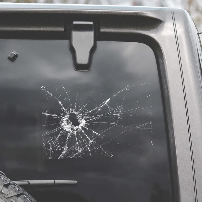 3 Pack 7.5 Inch Reusable Broken Glass Prank Waterproof Decal
