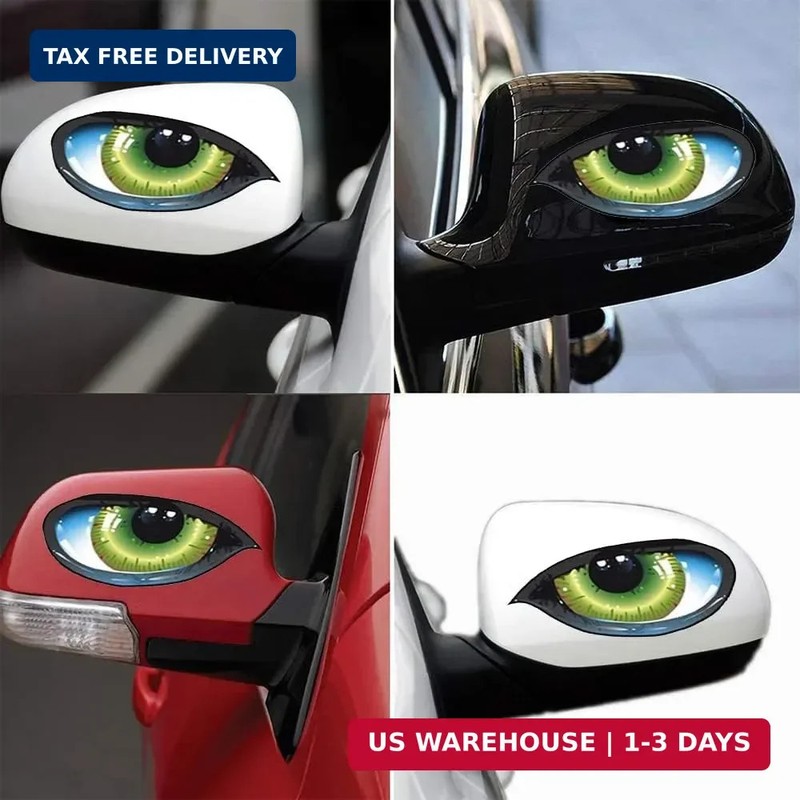 1 Pair Funny Cat Green Eyes Car Decal Sticker, 3D Decal Sticker for Auto Car Sid gallery