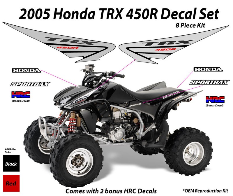 2005 HONDA TRX 450R Decal Sticker OEM kit Black Red Plastic 450 ATV Quad Mark