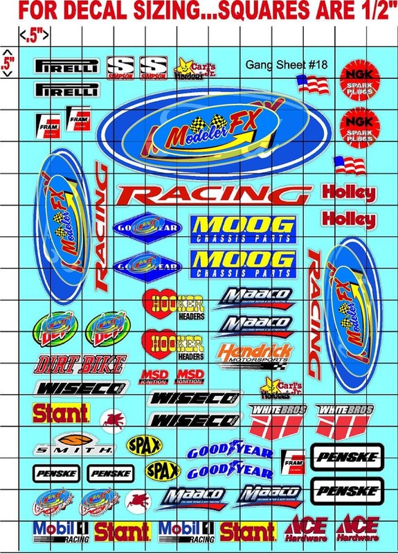 Clear Matte Vinyl Sticker Sheet#18-R/C MODEL Decal fits 1/10-1/16 Scale FordMoog gallery