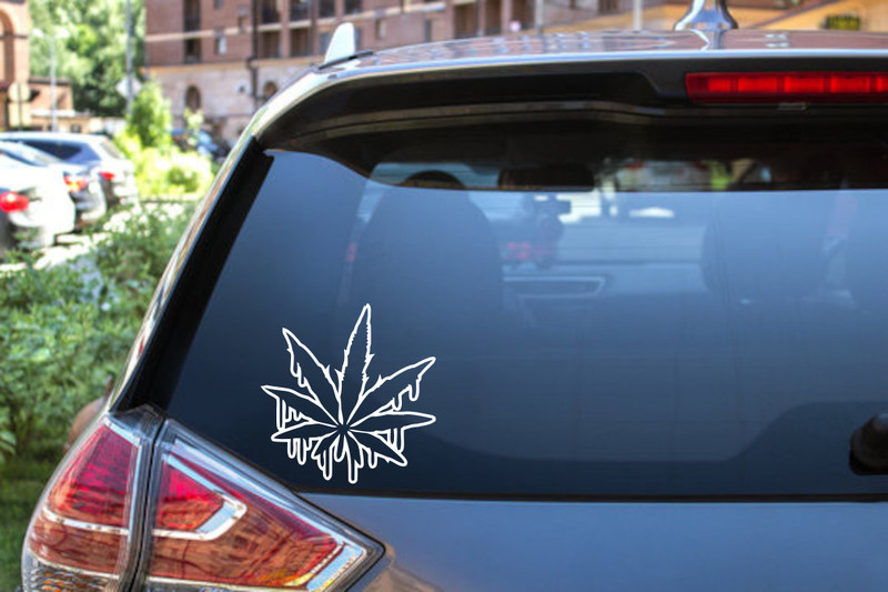 Dripping Pot Leaf Decal Sticker: Bold Cannabis Art for Your Space – 6217