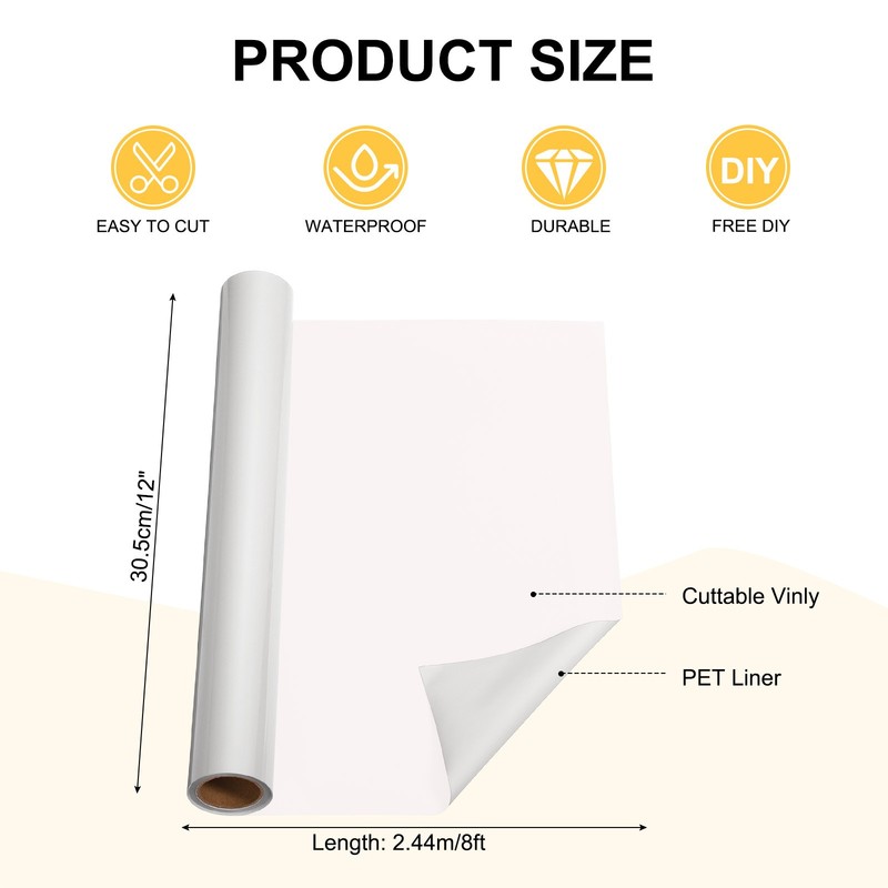 Matt White Permanent Vinyl, 12 Inch x 8ft Vinyl Roll gallery