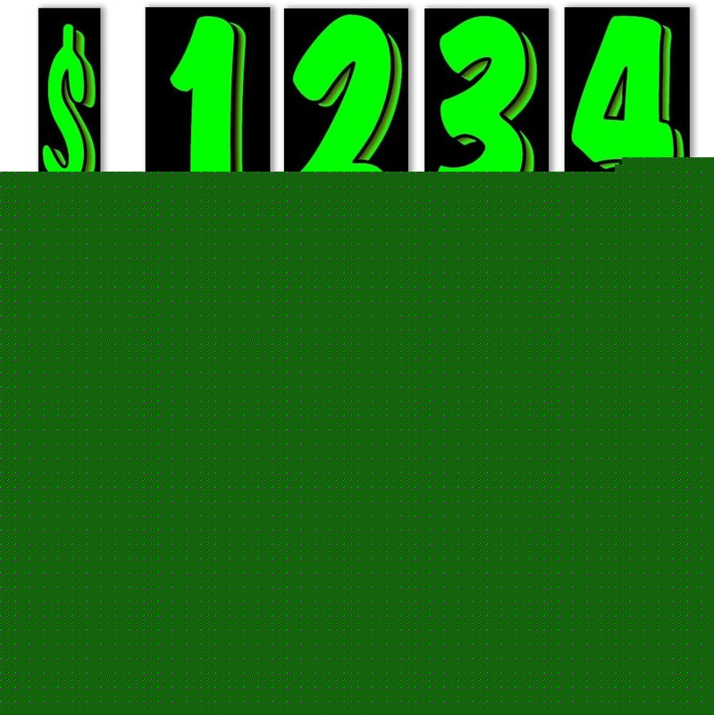 Vinyl Car Lot Windshield Number Decals Green 13 Dozen 7.5 Inch