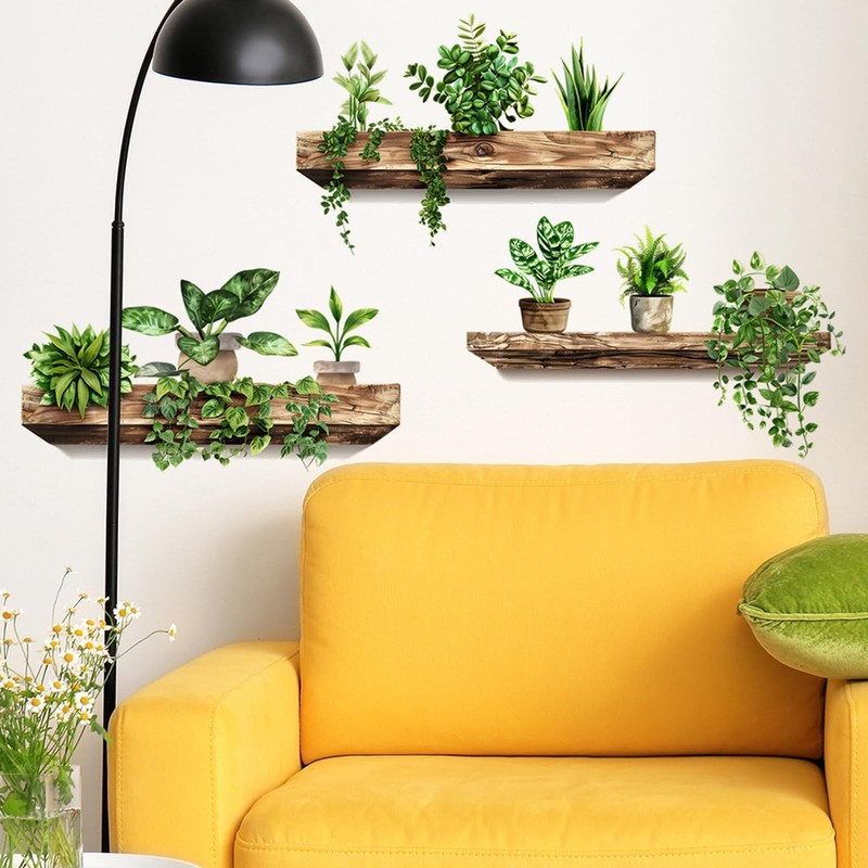 Green Plant Wall Decals 3D Bonsai Tropical Betterfly As the Pictures Shown gallery