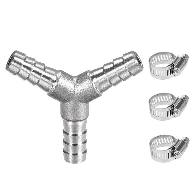 Stainless Steel 5/16″ Hose Barb Y Barbed Fitting 3 Way Wye Adapter with 3pcs …