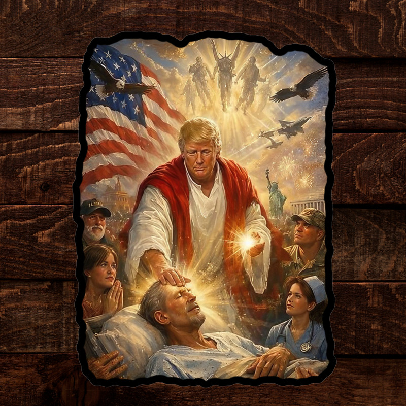 Trump Jesus Sticker Funny MEME AI Waterproof Vinyl Laminated NEW 10/25/50/100