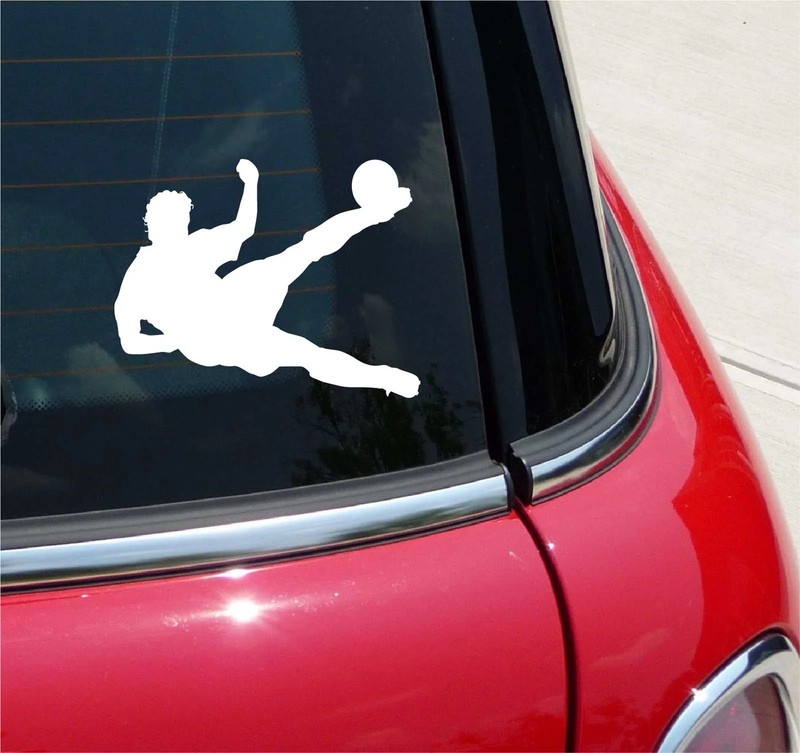 SOCCER #1 BALL MAN KICKING KICK PLAYER GRAPHIC DECAL STICKER ART CAR WALL DECOR