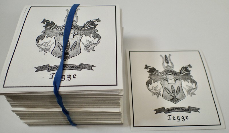 (200) TEGGE Black & White Family Crest Coat Of Arms Stickers Decals 3 1/2″ x 3″