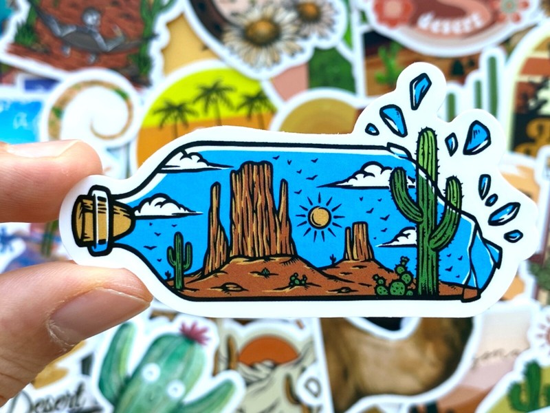5-50 pcs Cactus Stickers, Retro Travel Arizona Canyon Camel Desert Vinyl Decals gallery