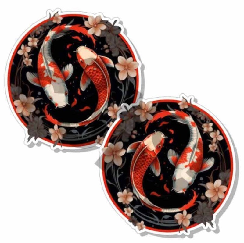 Koi Fish Two Fishes Decals Japanese Fish Stickers Tackle Box RV Truck Trailer gallery