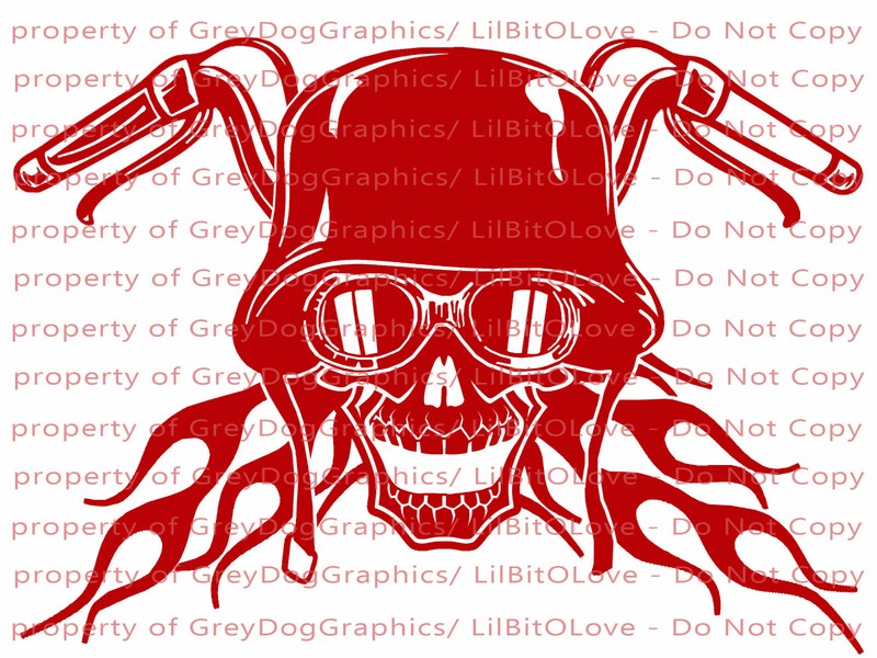 Biker Skull Vinyl Decal Motorcycle Goggles Helmet Bike Hog Rider Riding Sticker