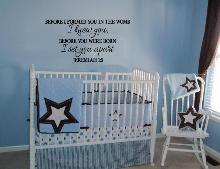 BEFORE I FORMED YOU IN THE WOMB JEREMIAH 1:5 VINYL WALL DECAL LETTERING QUOTE