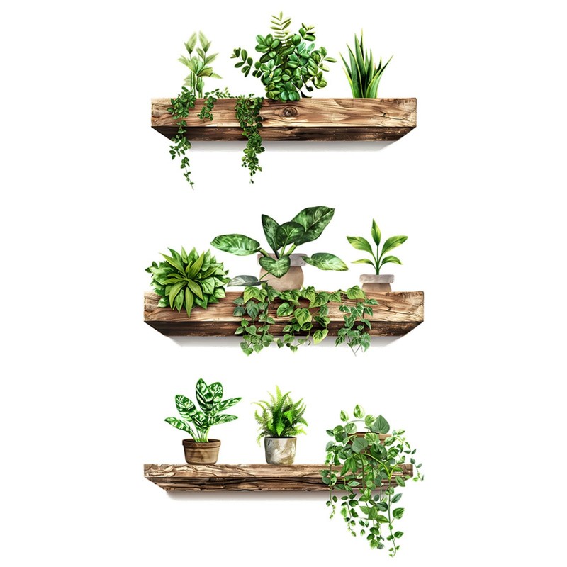 Green Plant Wall Decals 3D Bonsai Tropical Betterfly As the Pictures Shown gallery