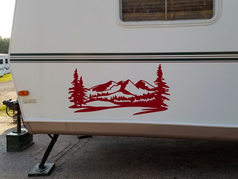 Mountains Forest Scene Vinyl Decal V2 Camper RV Travel Trailer Graphics Sticker gallery