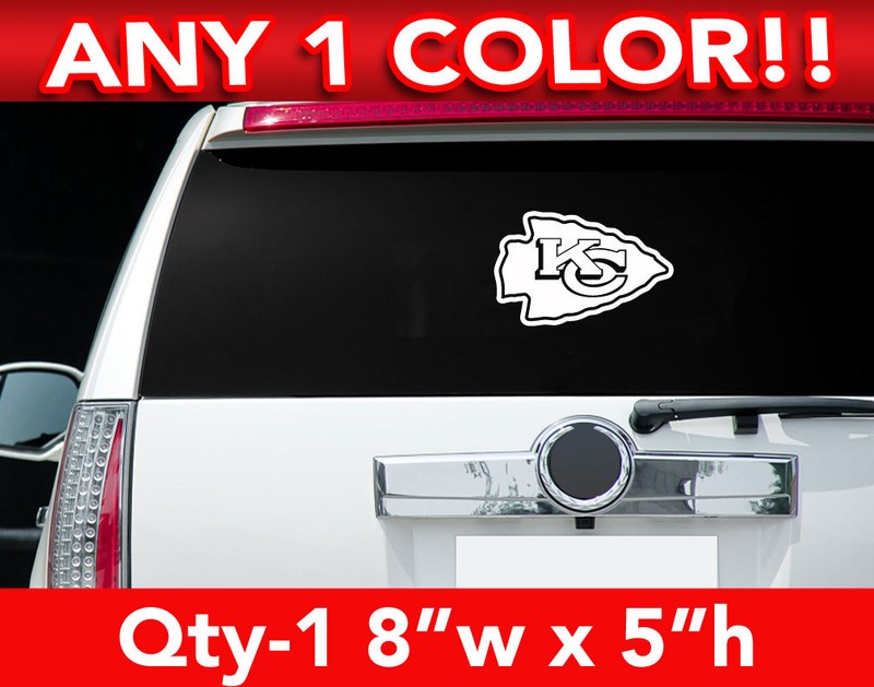 KANSAS CITY CHIEFS ARROW LOGO DECAL STICKER 8″w x 5″h ANY 1 COLOR