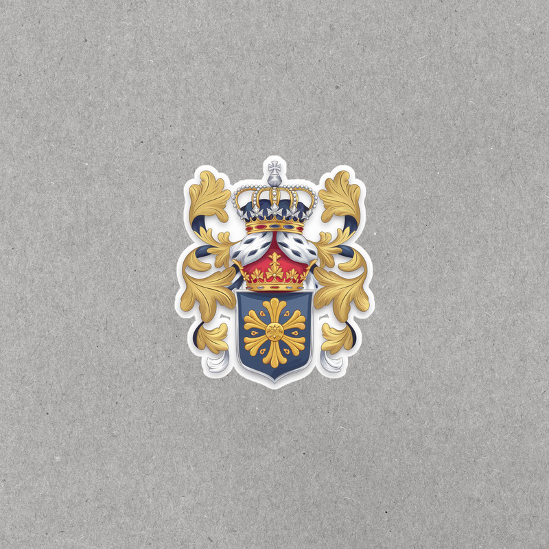 Royal Coat of Arms Sticker – Regal Heraldic Crest Decal for History Buffs #4644