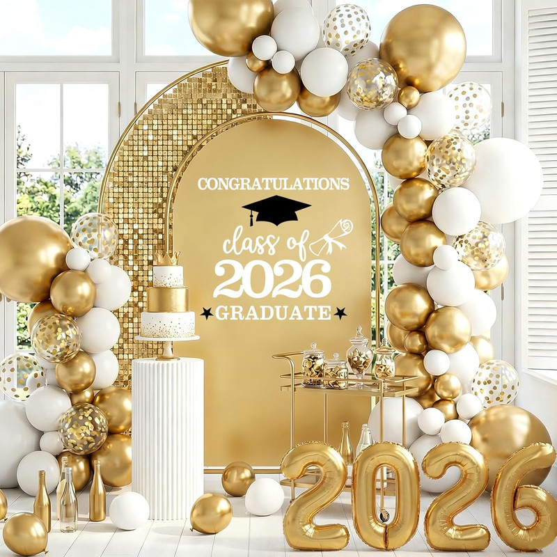 White Congrats Grad Decals Graduation Decals for Arch Backdrop Class of 2026 Vin