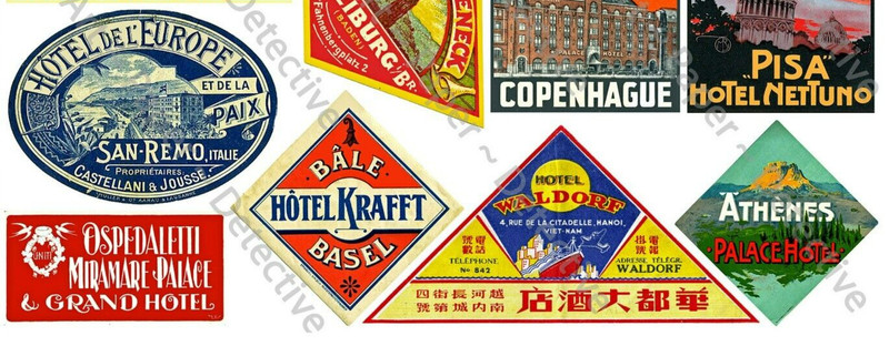 Steamer Trunk Stickers, 1 Sheet, Luggage Label REPRODUCTIONS, Travel Journals gallery