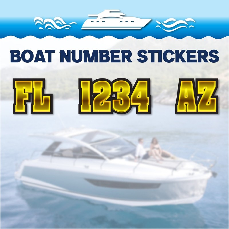 3 inch 2x Watercraft Number Custom Boat Registration Stickers3 inch 3D gallery