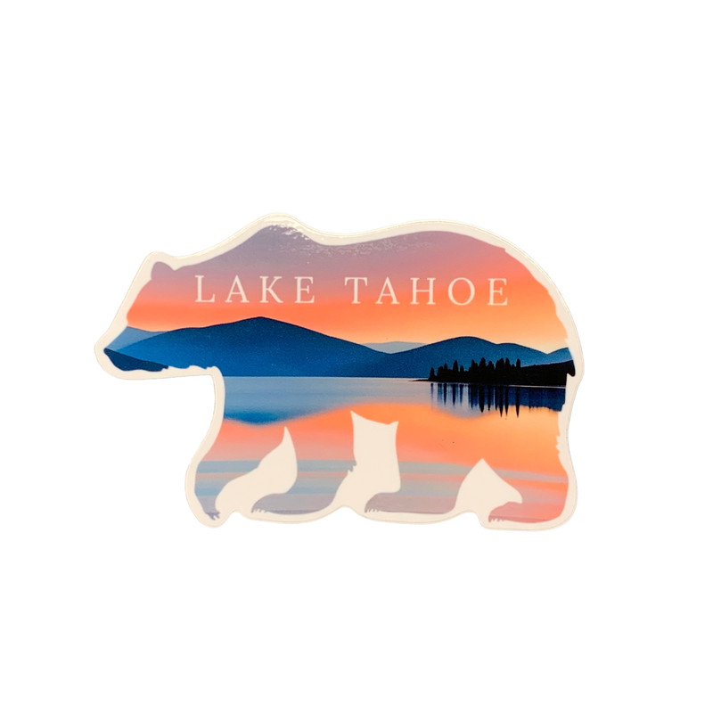 Lake Tahoe Bear Sticker - Vinyl California Sunset Mountains Nature Decal 4.25" gallery