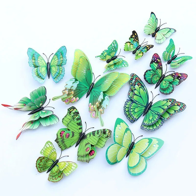 12PCS 3D Double Layer Butterfly Wall Stickers DIY Living Home Room Decor Art gallery