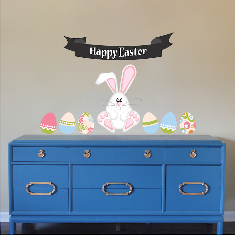 Easter Mural Decal Decoration Removable Wall Art Bunny Rabbit Art Holiday, h99