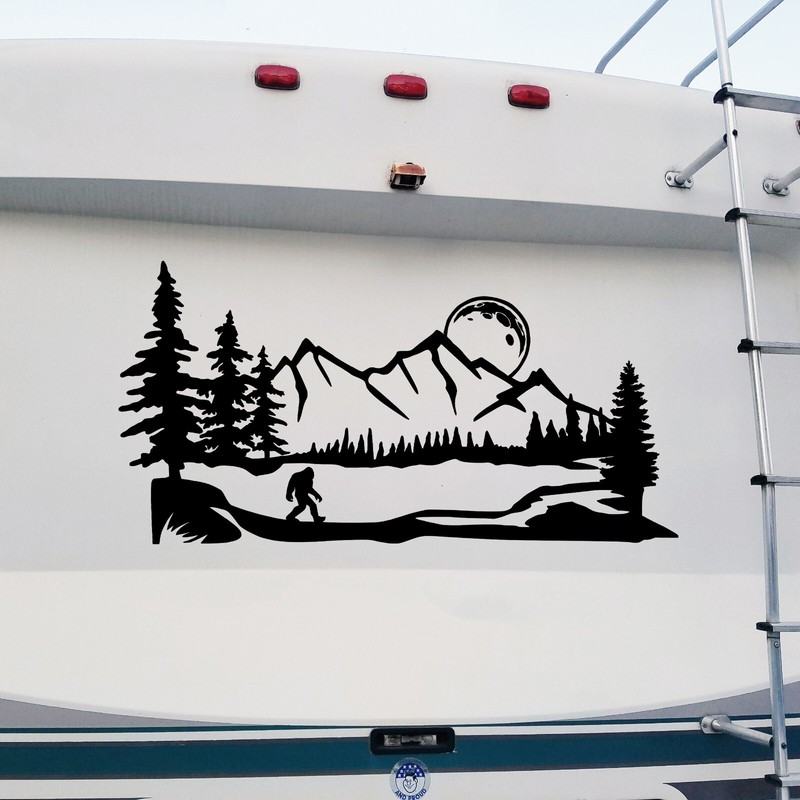 Bigfoot Moon Scene V8 | Custom Color/Size Vinyl Decal Graphics For RV Travel gallery