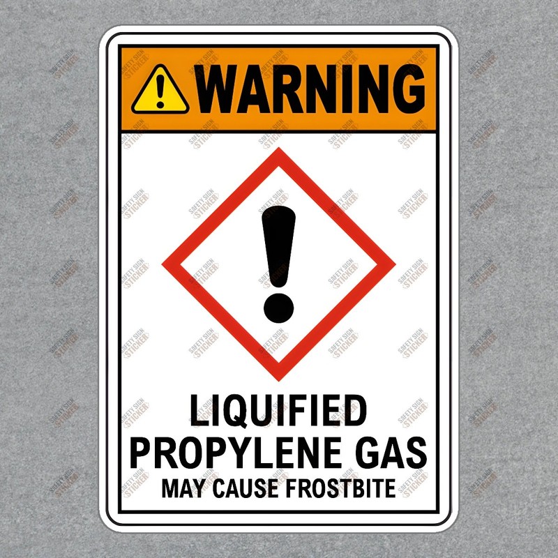 Warning Sign Sticker Liquefied Propylene Gas Frostbite Hazard OSHA #587044