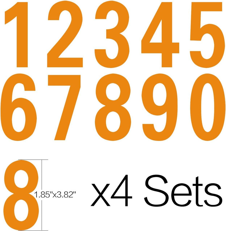 Mailbox Numbers Reflective Stickers for Outside,4 Sets(0-9) 4 Inch Orange Vinyl gallery