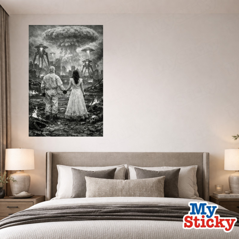 Post Apocalyptic Wedding Couple Removable Vinyl Decal Poster Wall Sticker Decor gallery
